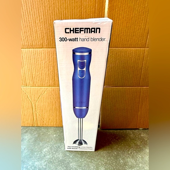 NIB Chefman Hand Blender, Midnight Blue, 2-Speed - 300-Watt Push Button Control - Picture 1 of 4